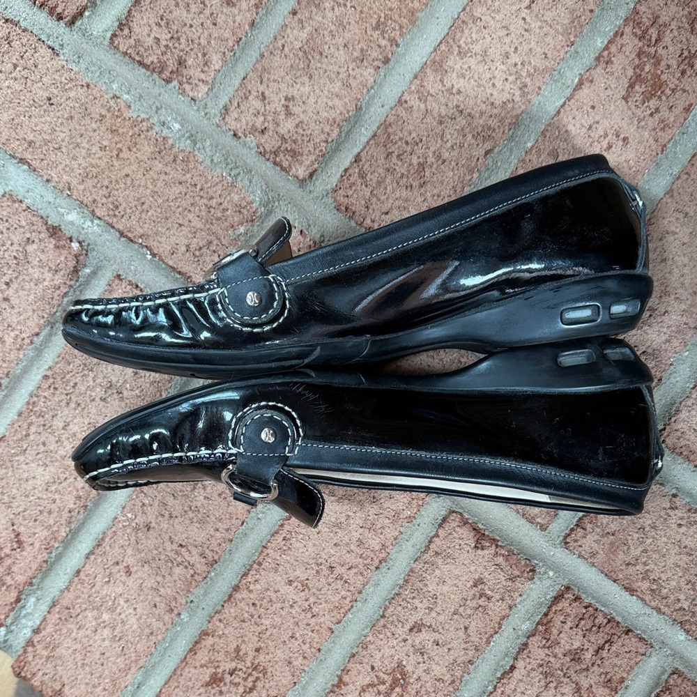 Cole Haan Black Patent Leather Loafers with Silver Accents - Picture 10 of 11